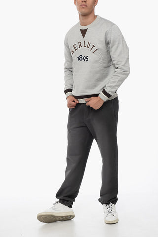 Cotton COLLEGE Sweatshirt with Suede Logo Patch