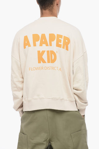 Felpa Girocollo in Cotone Garzato con Logo Stampato