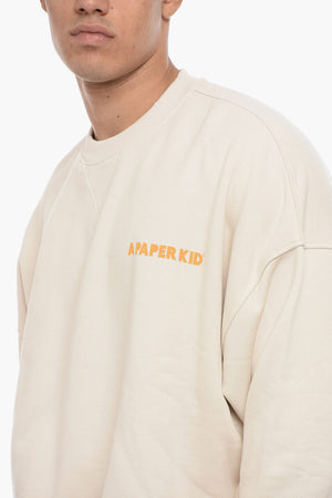 Felpa Girocollo in Cotone Garzato con Logo Stampato