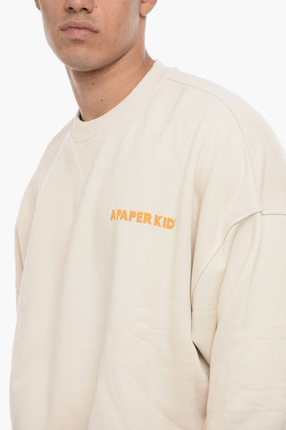 Felpa Girocollo in Cotone Garzato con Logo Stampato