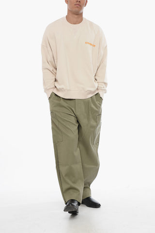 Felpa Girocollo in Cotone Garzato con Logo Stampato