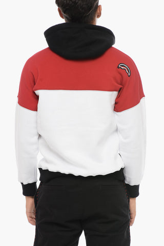 Color Block Fleeced Cotton Hoodie