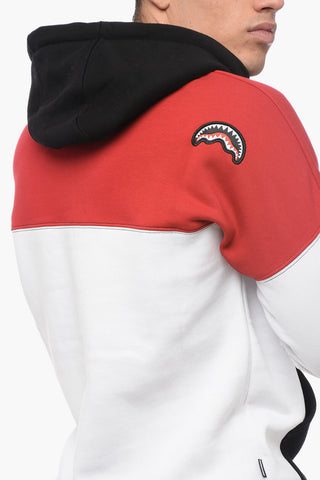Color Block Fleeced Cotton Hoodie