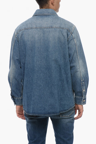 Denim Overshirt with Logoed Breast-pocket