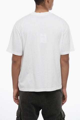 Solid Color Crew-neck T-Shirt with Printed Logo