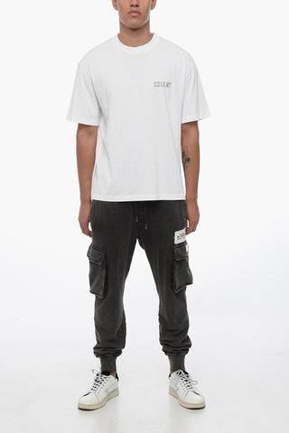 Solid Color Crew-neck T-Shirt with Printed Logo