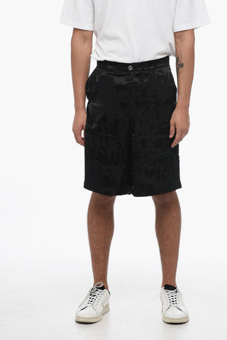Satin Jacquard Shorts with Monogram Motif