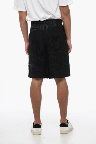 Satin Jacquard Shorts with Monogram Motif