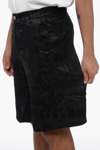 Satin Jacquard Shorts with Monogram Motif