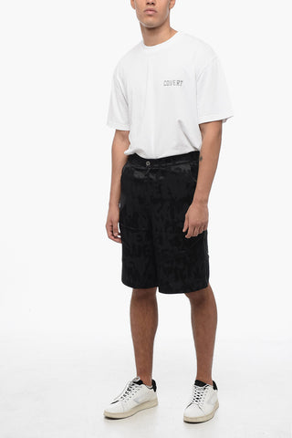 Satin Jacquard Shorts with Monogram Motif