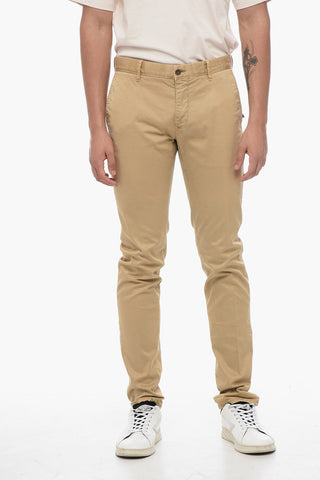 Pantaloni Chino in Cotone Stretch a Tinta Unita
