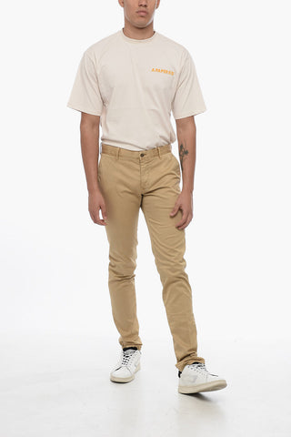 Pantaloni Chino in Cotone Stretch a Tinta Unita