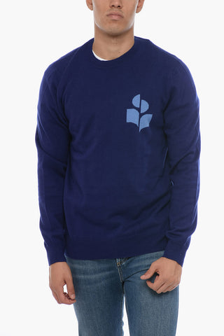 Cotton Blend EVANS Sweater with Jacquard Logo