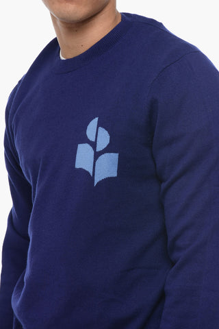 Cotton Blend EVANS Sweater with Jacquard Logo