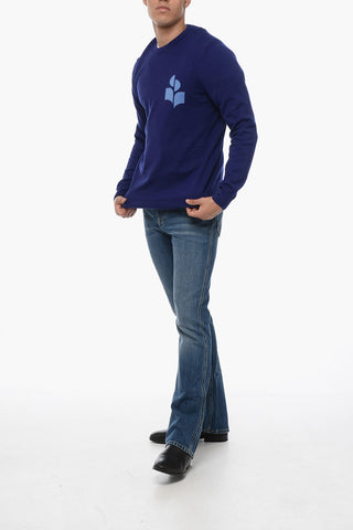 Cotton Blend EVANS Sweater with Jacquard Logo