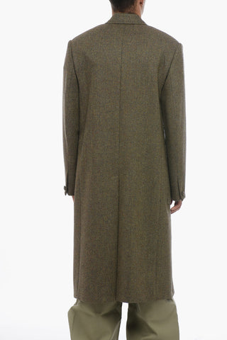 Herringbone Wool Double-Breasted Coat