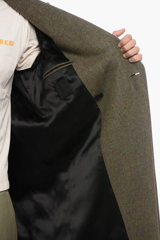 Herringbone Wool Double-Breasted Coat