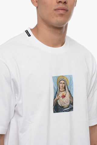 Crew Neck MARY T-Shirt with Print and Rhinestones