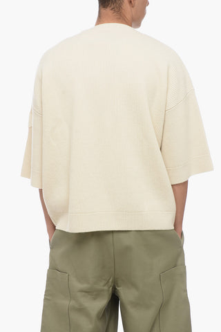 ROC NATION Crew Neck Virgin Wool Short-sleeved Sweater
