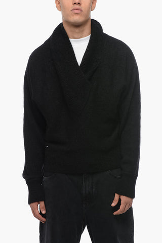 Maglia in Misto Mohair con Collo a Scialle