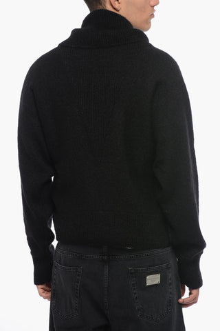 Maglia in Misto Mohair con Collo a Scialle