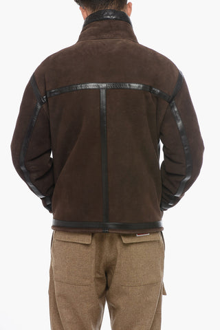 Shearling Jacket With Embossed Logo Detail
