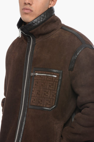 Shearling Jacket With Embossed Logo Detail
