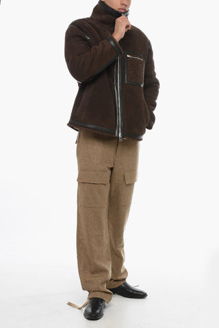 Shearling Jacket With Embossed Logo Detail