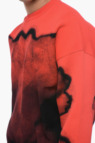 Maglia Girocollo in Misto Viscosa con Motivo Astratto in Jacquard