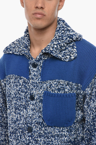 Cotton Bomber Fit Cardigan with Mock Neck