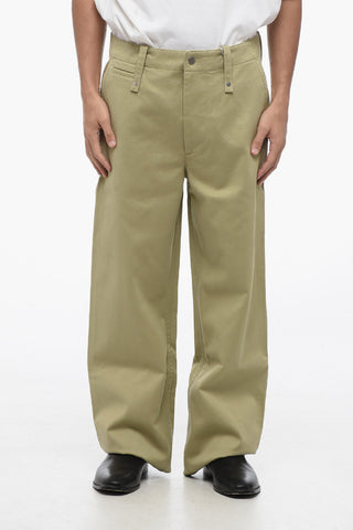 Cotton Wide Leg Pants with Belt Loops