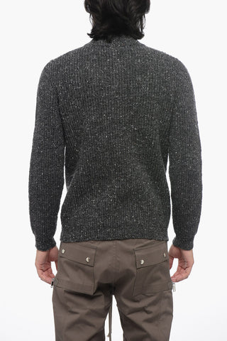 Pullover Mock Neck in Lana con Bottoni