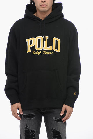 Cotton Blend Hoodie with Corduroy Logo Patches