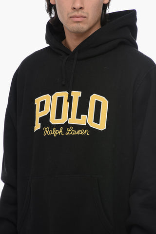 Cotton Blend Hoodie with Corduroy Logo Patches