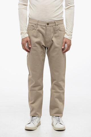 Frayed Hem Cotton Twill Jeans 20cm