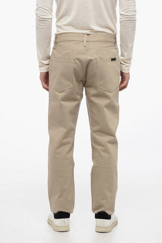 Frayed Hem Cotton Twill Jeans 20cm