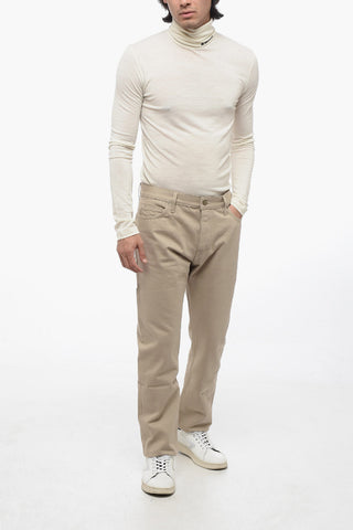 Frayed Hem Cotton Twill Jeans 20cm