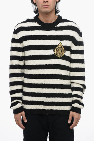 Striped Crewneck Sweater With Embroidered Logo