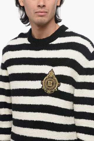 Striped Crewneck Sweater With Embroidered Logo