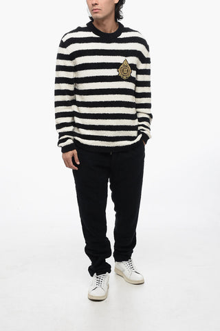 Striped Crewneck Sweater With Embroidered Logo