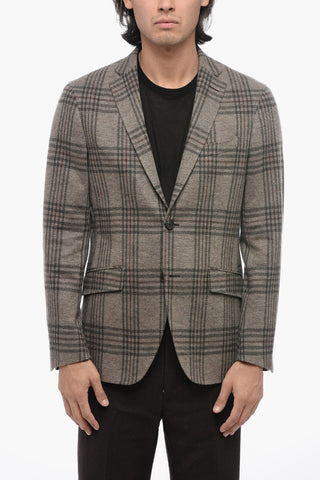 Blazer Monopetto In Lana A Quadri