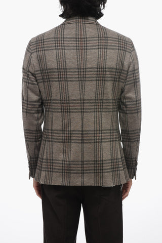 Blazer Monopetto In Lana A Quadri