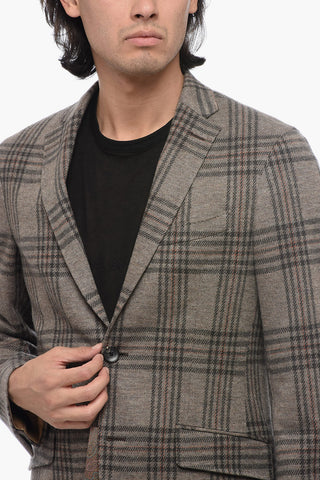 Blazer Monopetto In Lana A Quadri