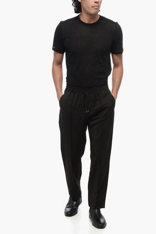 Mohair Blend Pants with Elastic Waistband