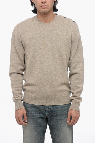 Maglia Girocollo in Misto Cashmere con Bottoni