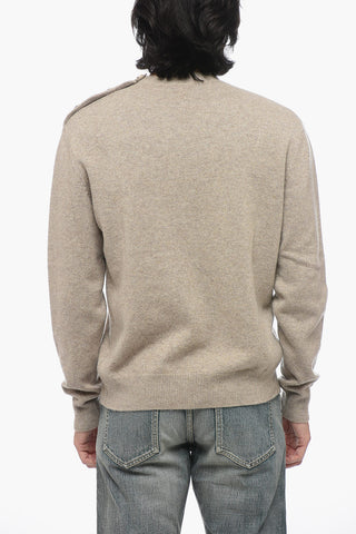 Maglia Girocollo in Misto Cashmere con Bottoni