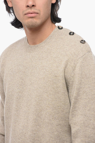 Maglia Girocollo in Misto Cashmere con Bottoni