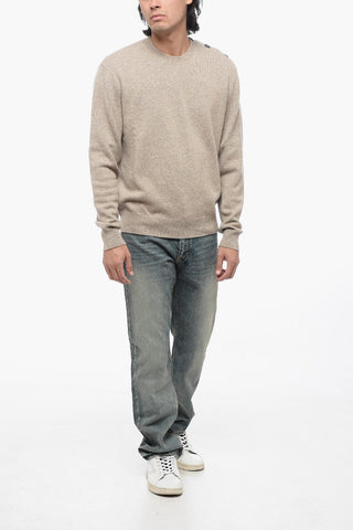 Maglia Girocollo in Misto Cashmere con Bottoni