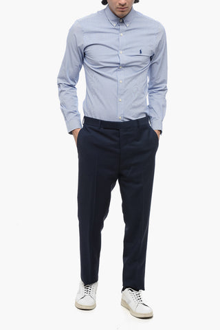 Pantaloni in Misto Mohair con Chiusura Nascosta