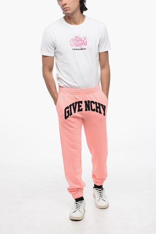 Joggers in Cotone Garzato con Logo in Applicazione